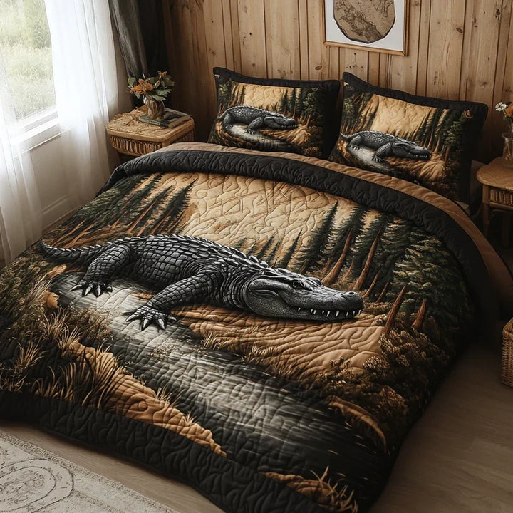 Wildlife Lodge 3-Piece Quilted Bedding Set