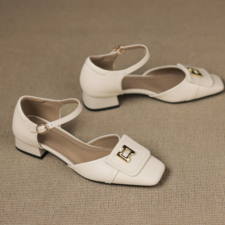 Elvane Buckle Leather Mary-Janes