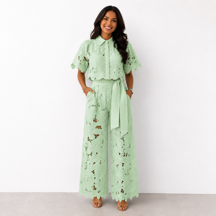 Margot – Lace &amp;amp; Embroidered Two-Piece Set