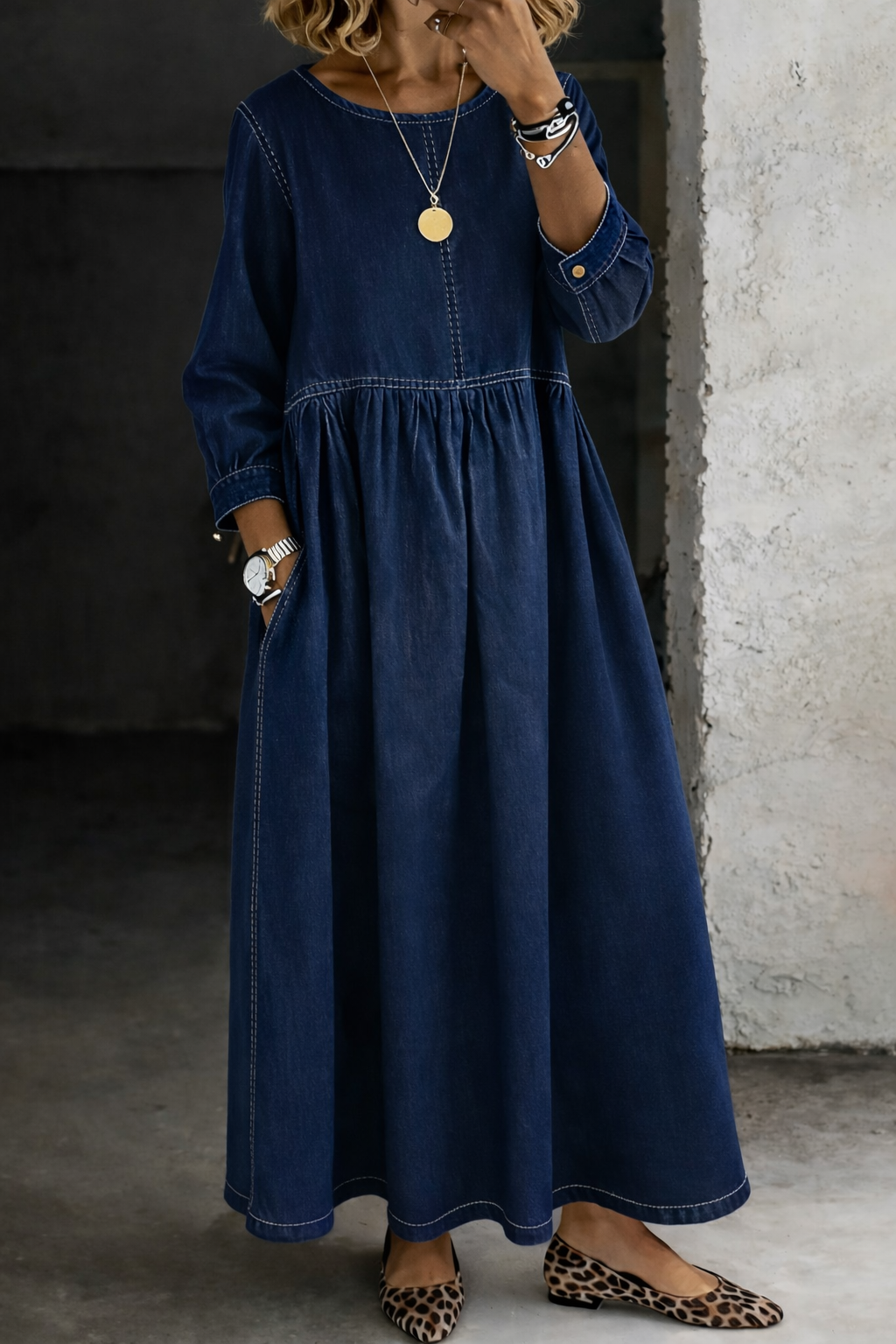 Natalia - Vintage Denim Maxi Dress