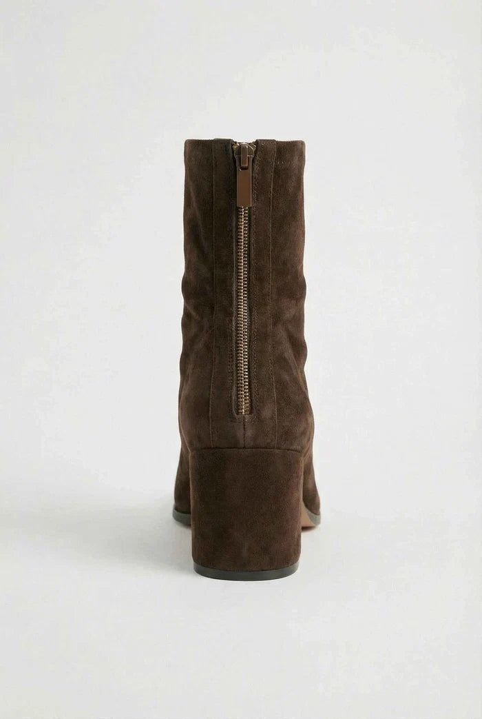 Violet Square-Toe Heeled Boots