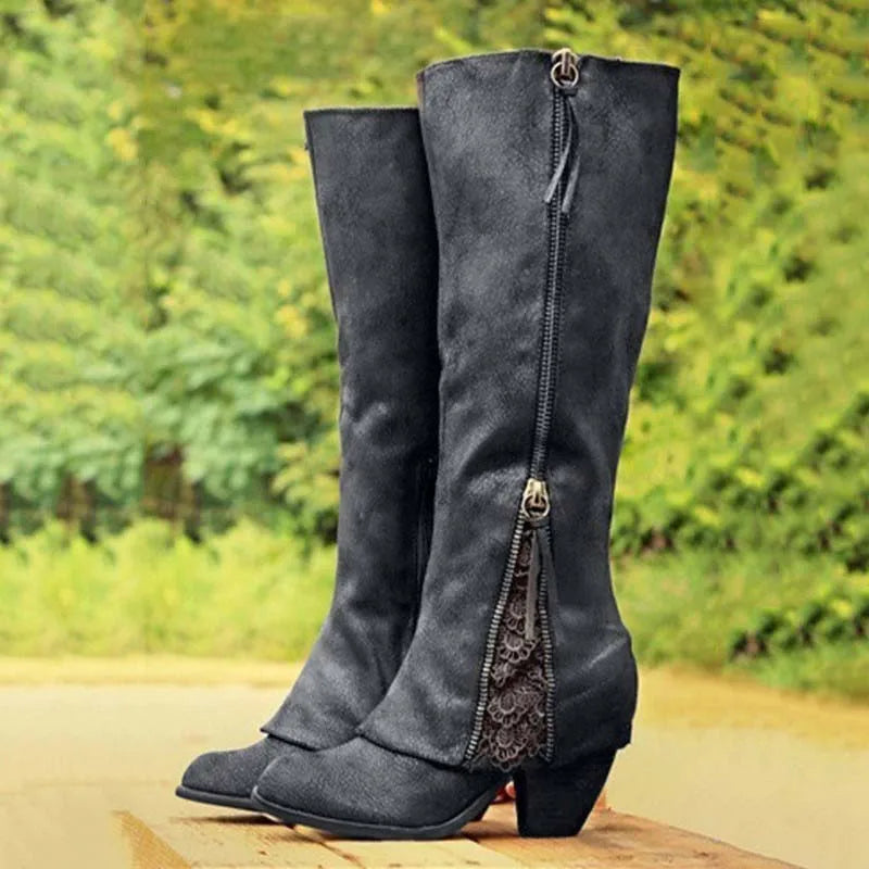 Marlowe Distressed Knee-High Boots