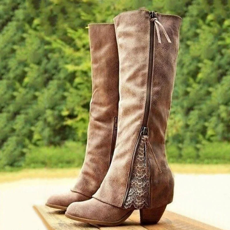 Marlowe Distressed Knee-High Boots