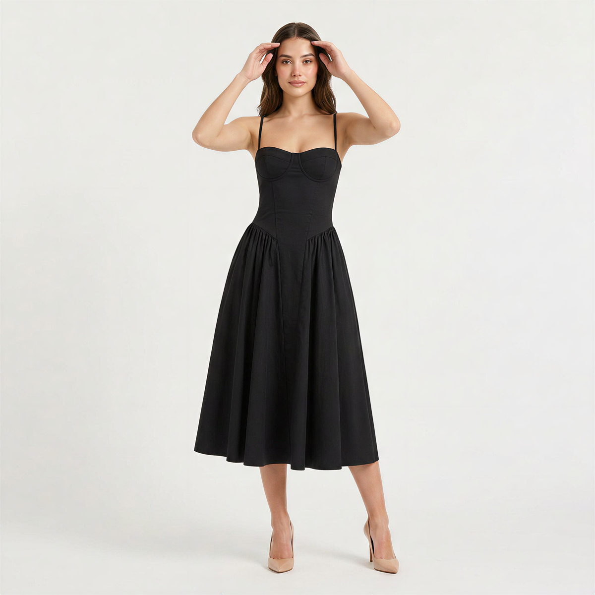 Floral Strappy Fit-And-Flare Midi Dress