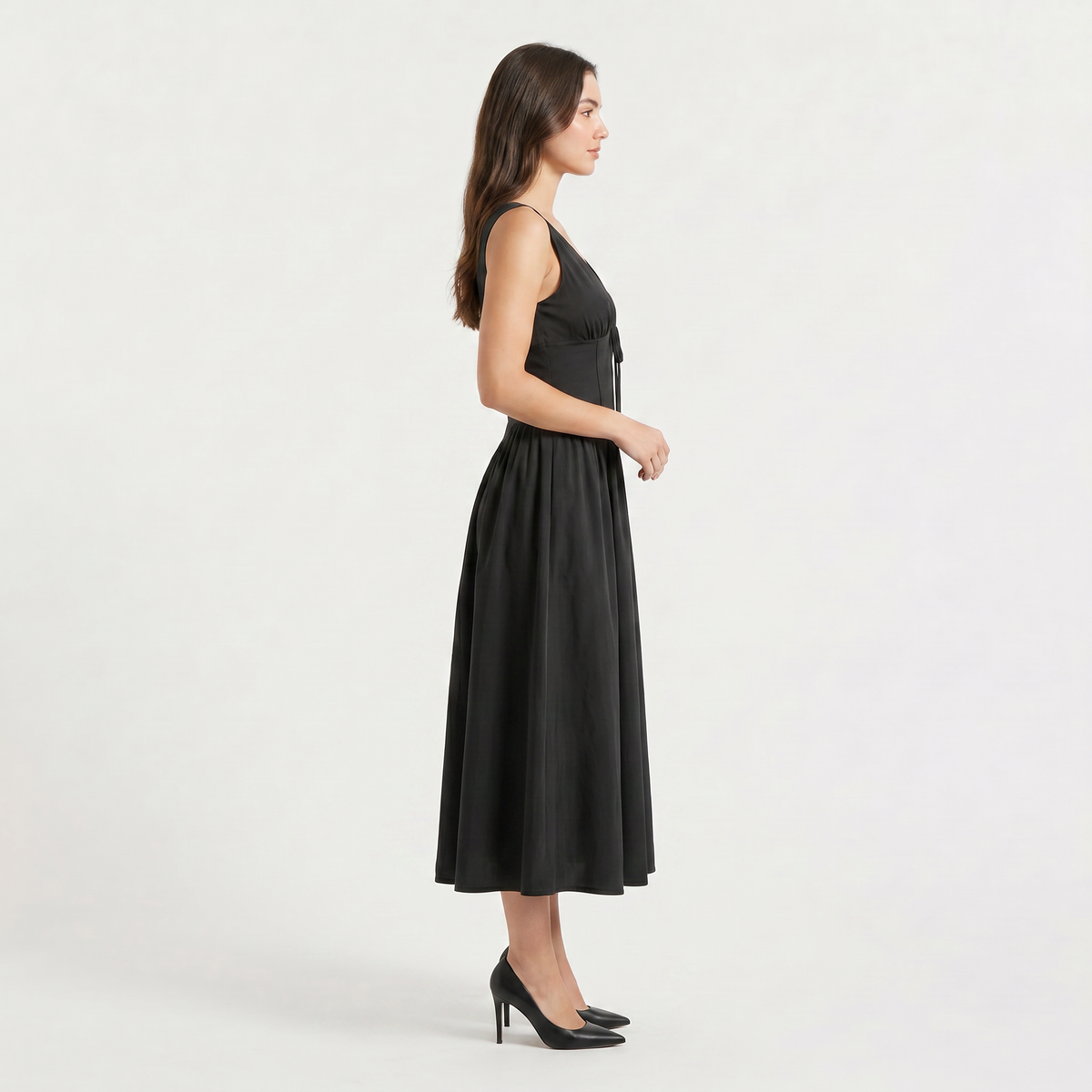 Sleeveless V-Neck Midi Dress