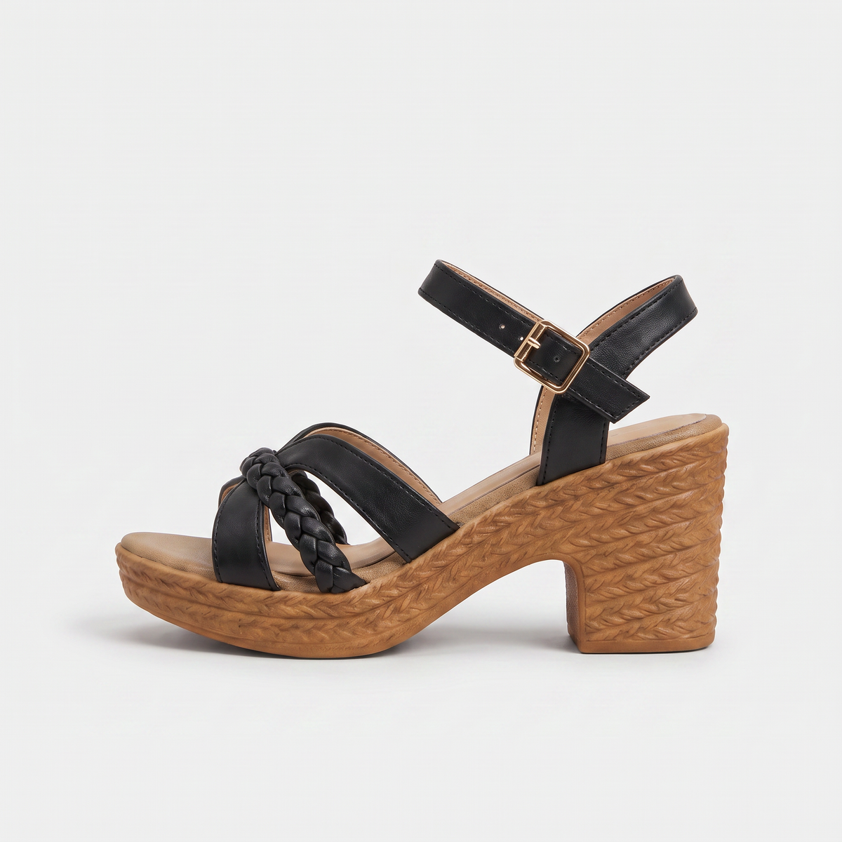 Braided Chunky Platform Gladiator Heel Sandals