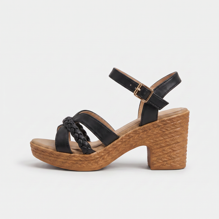 Braided Chunky Platform Gladiator Heel Sandals