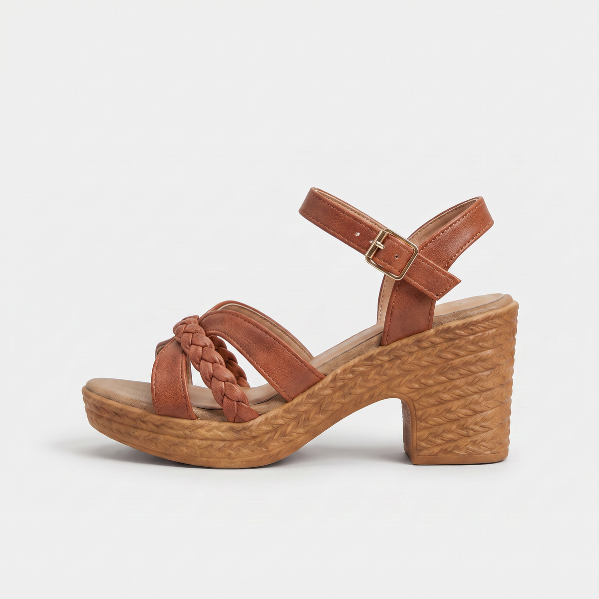 Braided Chunky Platform Gladiator Heel Sandals