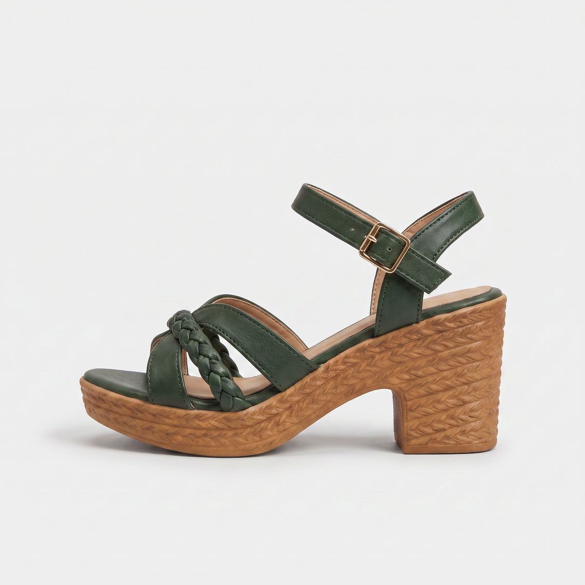 Braided Chunky Platform Gladiator Heel Sandals