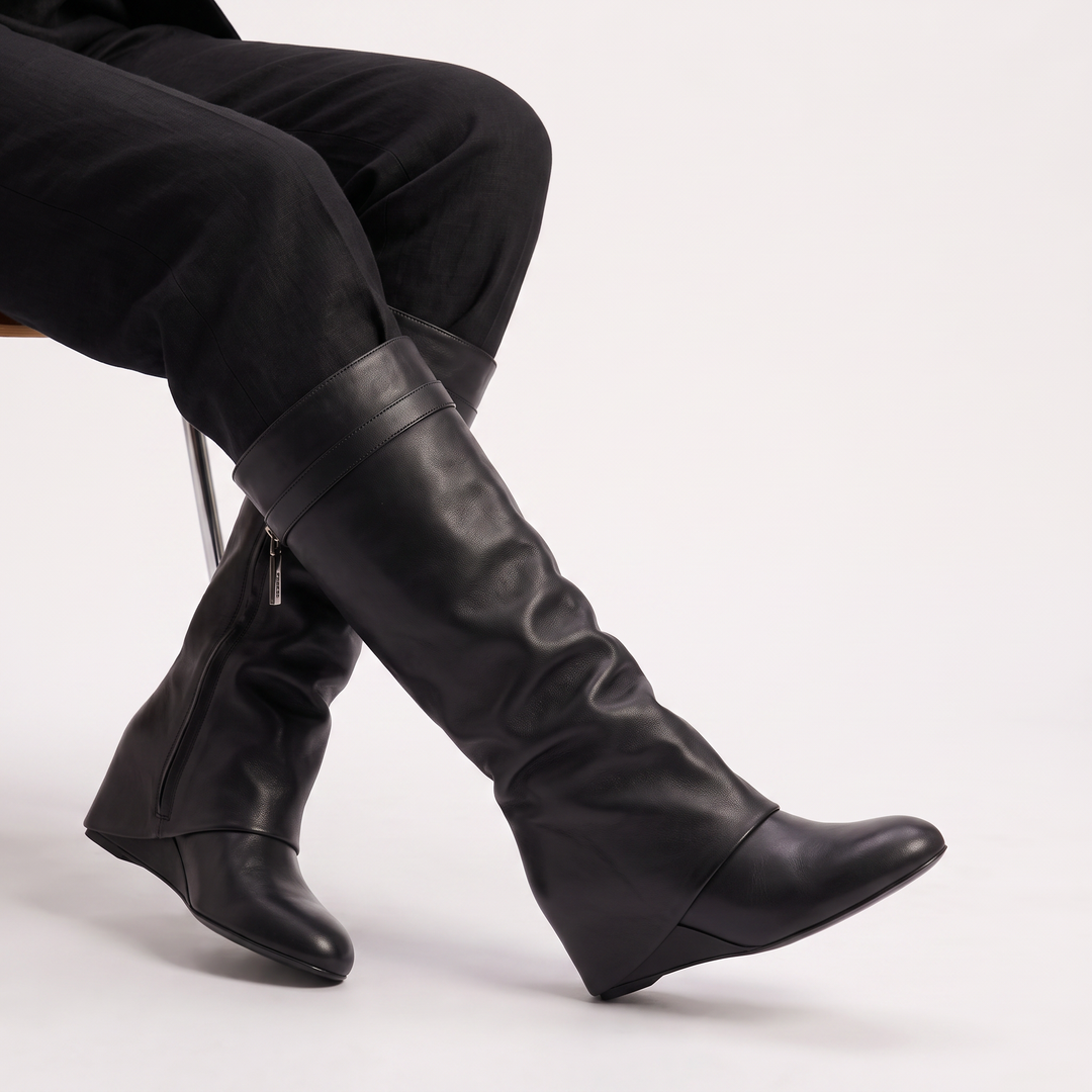 Fold-Over Knee-High Boots