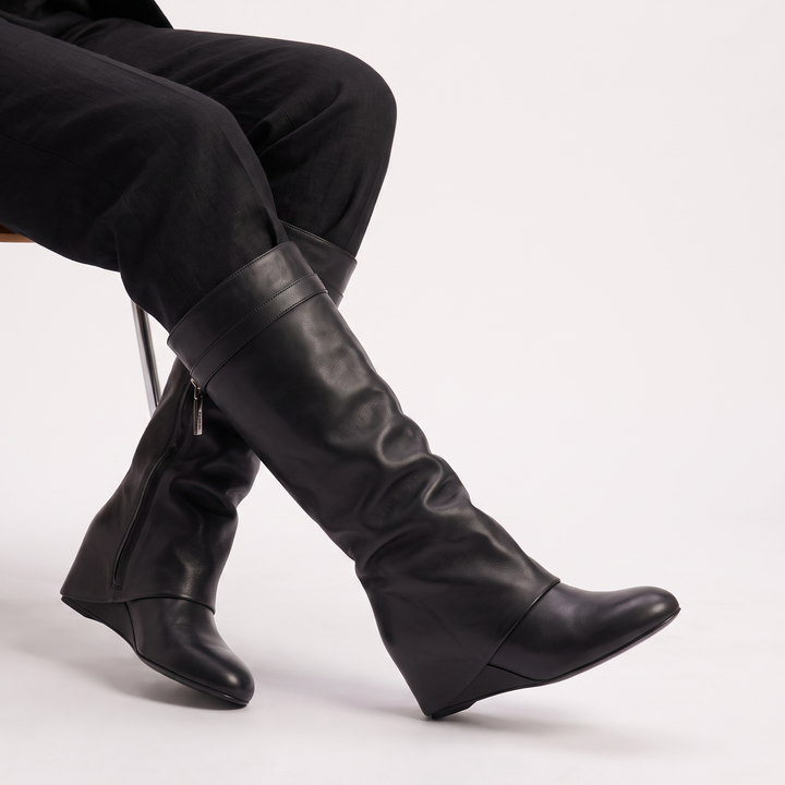 Fold-Over Knee-High Boots