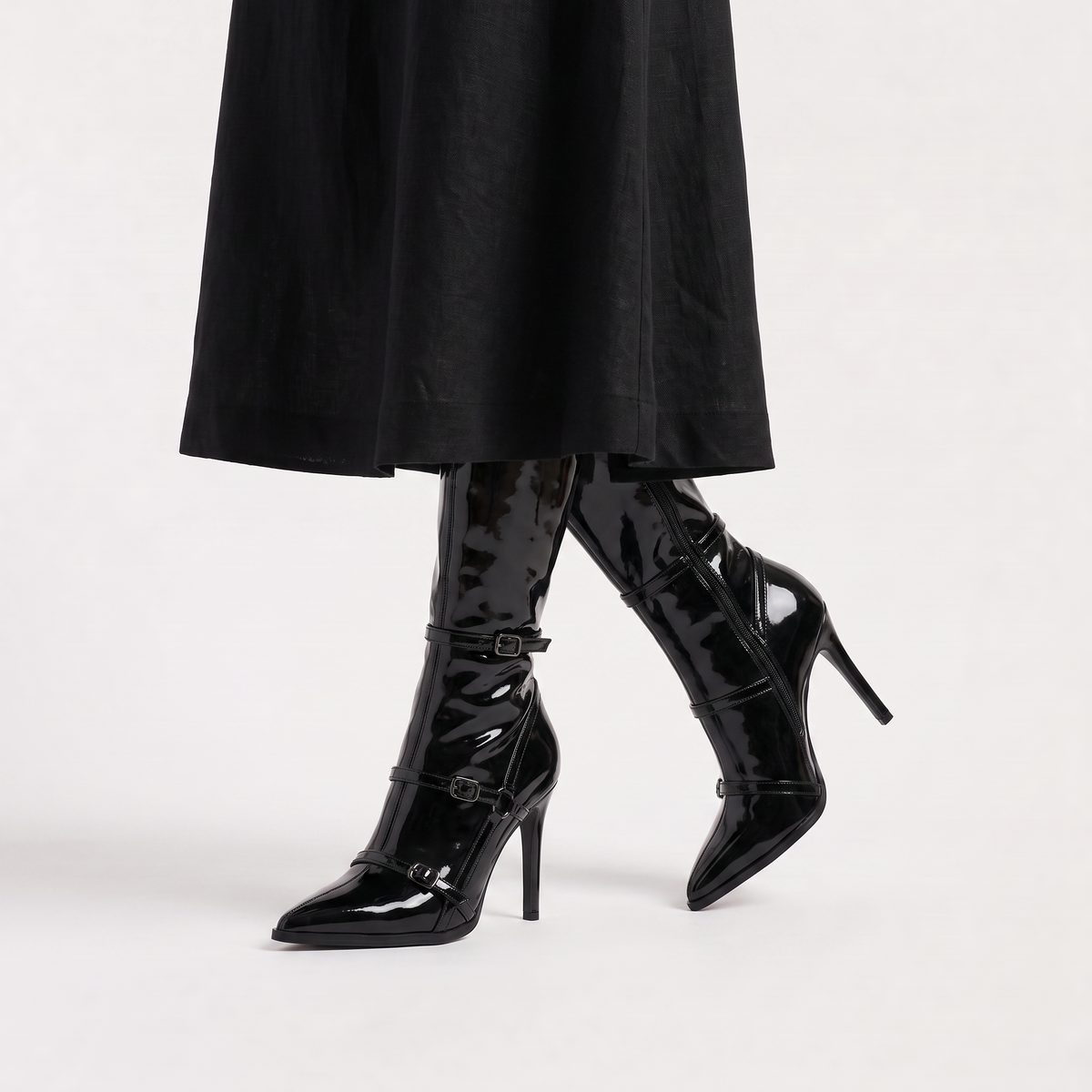Patent Knee-High Stiletto Boots