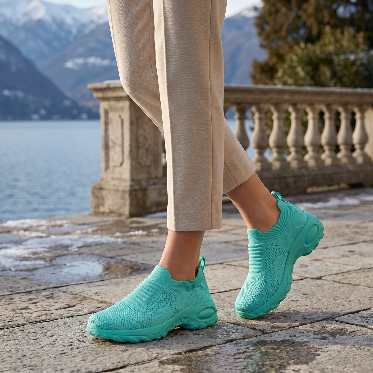 Knit Slip-On Walking Trainers