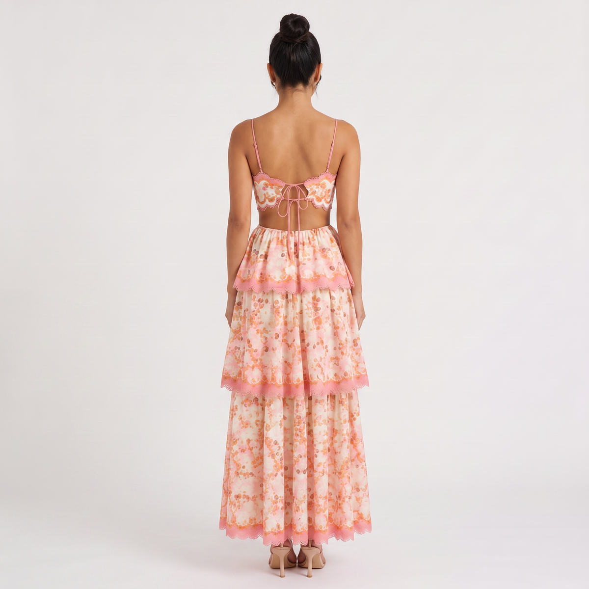 Patterned Maxi Ruffle Dress