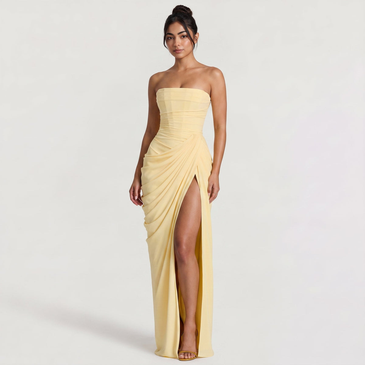 Strapless Draped Maxi Dress