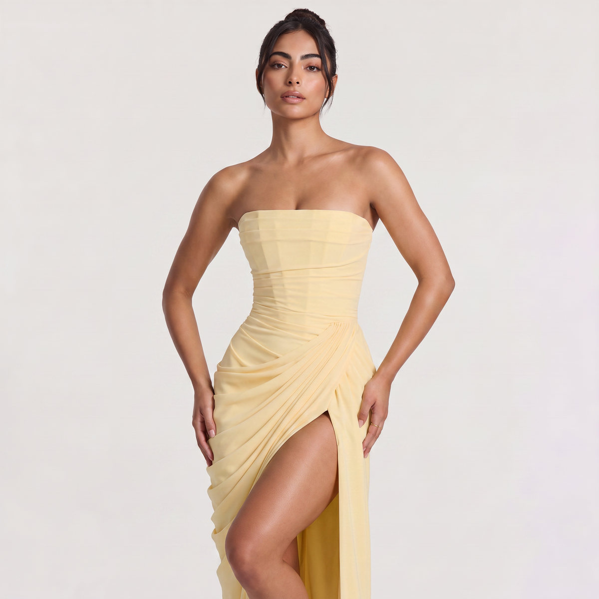 Strapless Draped Maxi Dress