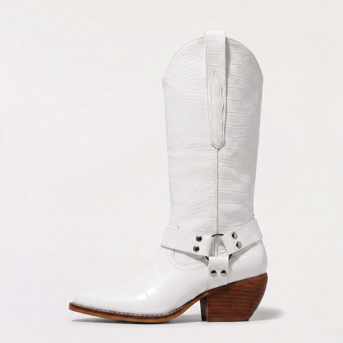 Cow-Print Block Heel Cowboy Boots