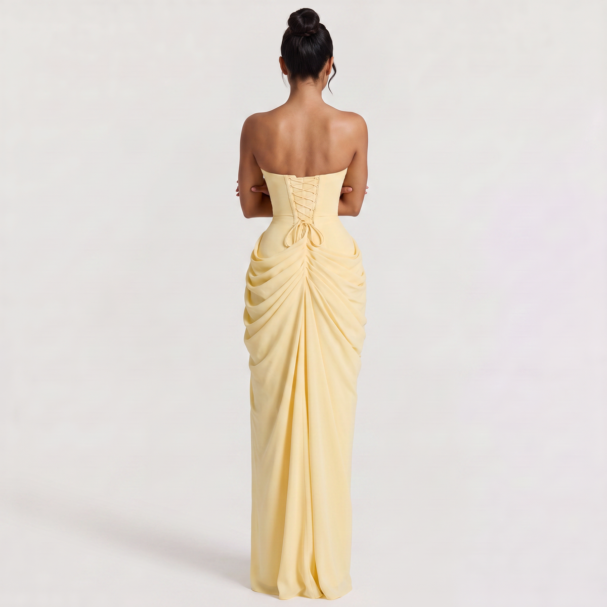 Strapless Draped Maxi Dress