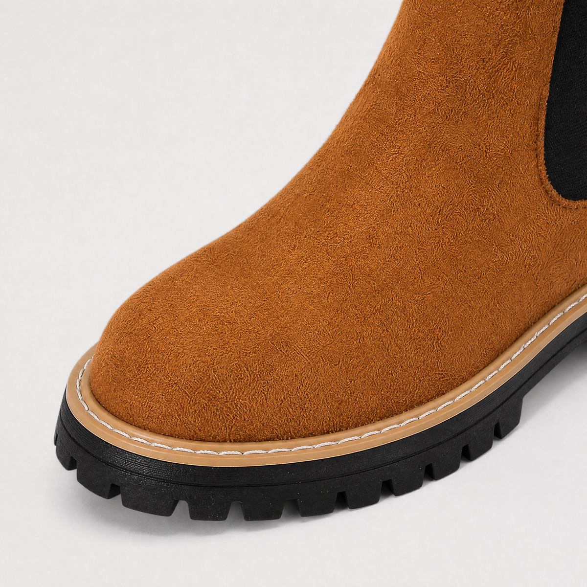 Suede Block Heel Ankle Chelsea Boots