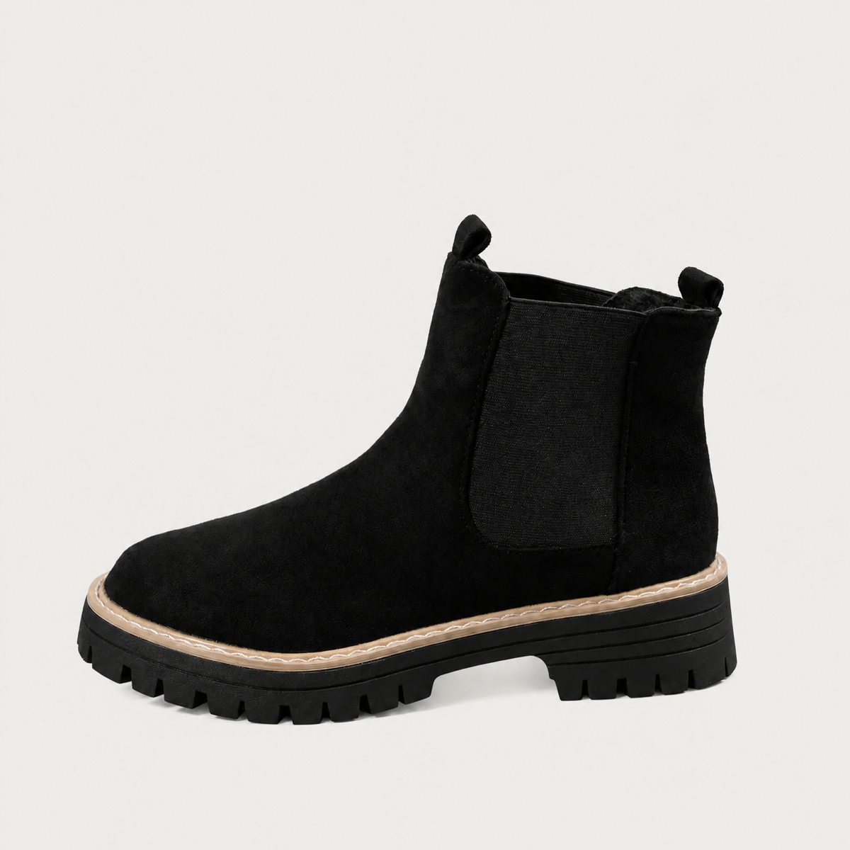 Suede Block Heel Ankle Chelsea Boots
