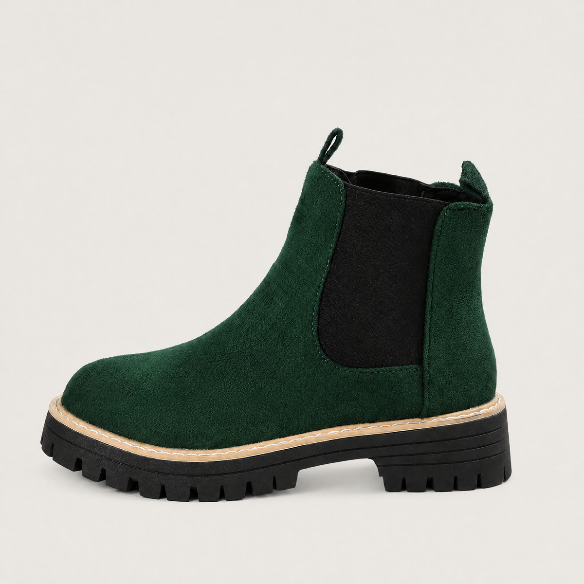 Suede Block Heel Ankle Chelsea Boots