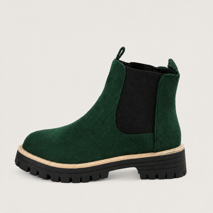 Suede Block Heel Ankle Chelsea Boots