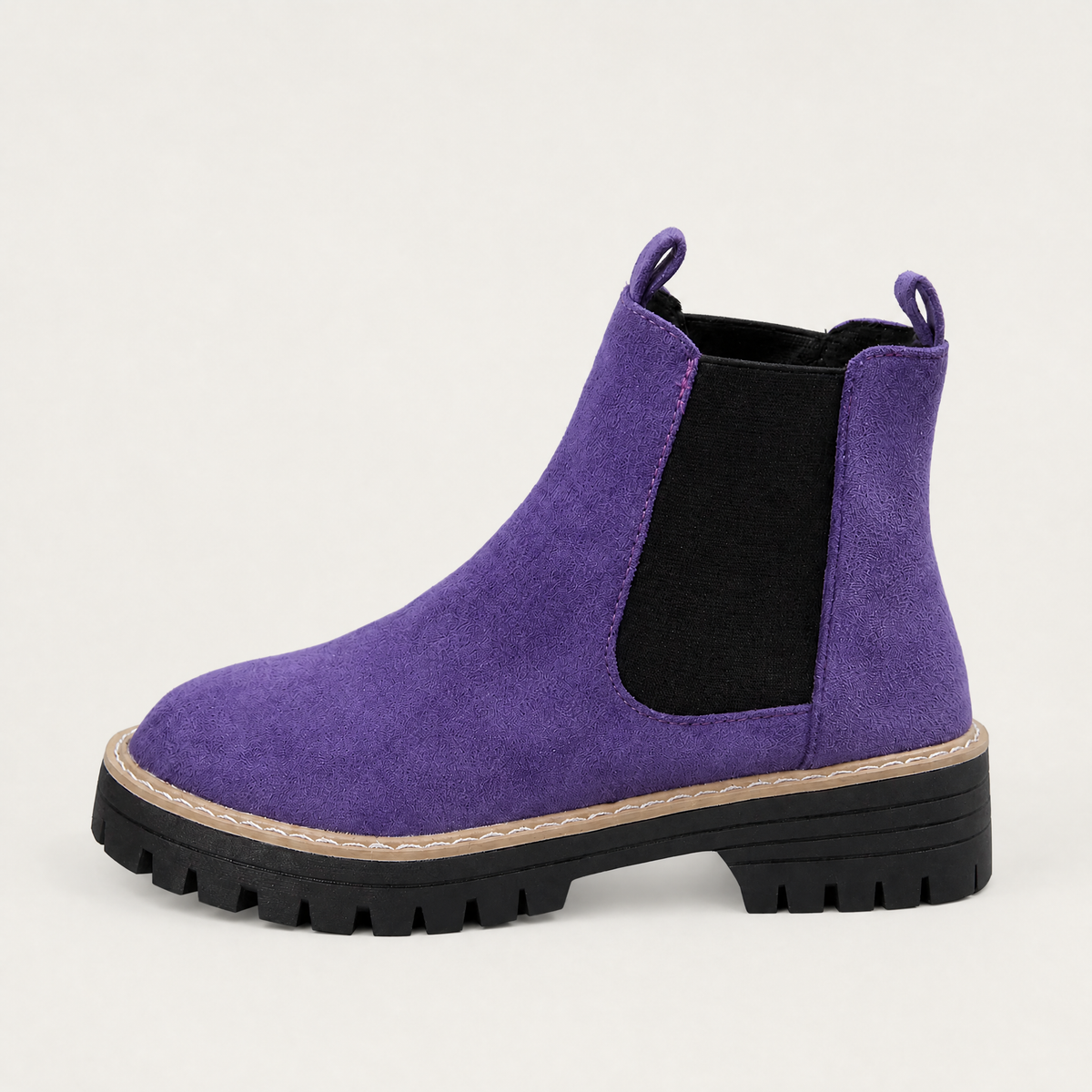 Suede Block Heel Ankle Chelsea Boots
