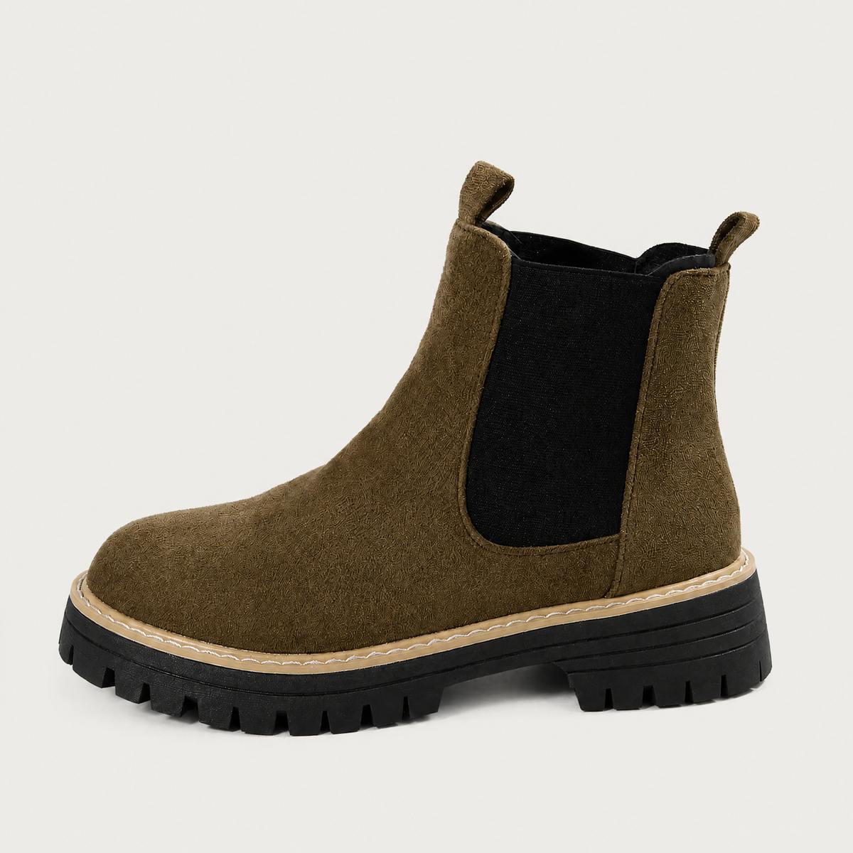 Suede Block Heel Ankle Chelsea Boots