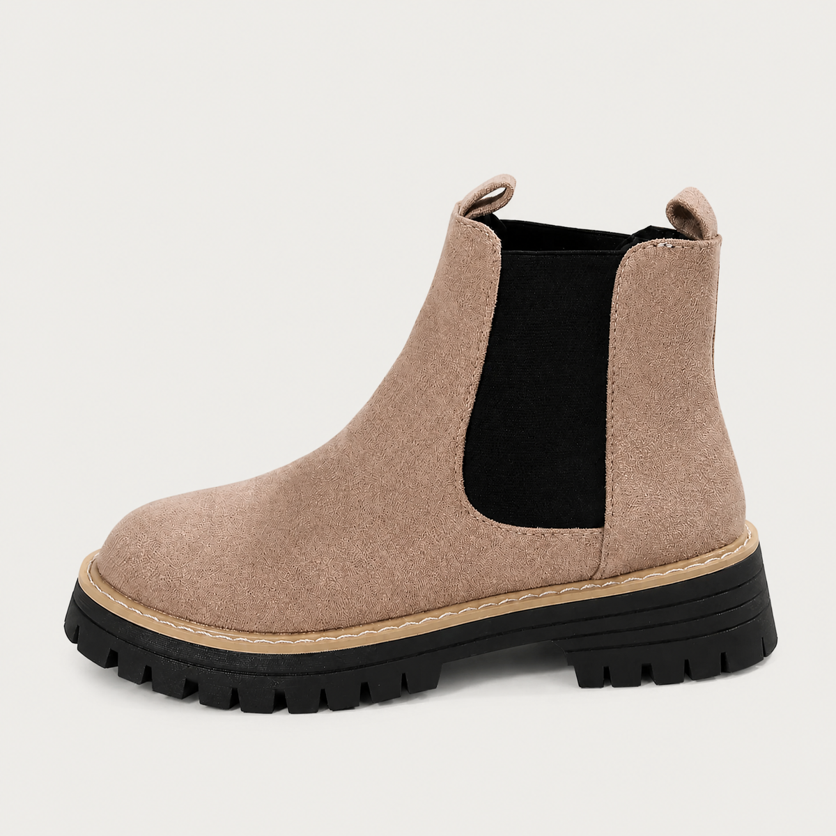 Suede Block Heel Ankle Chelsea Boots