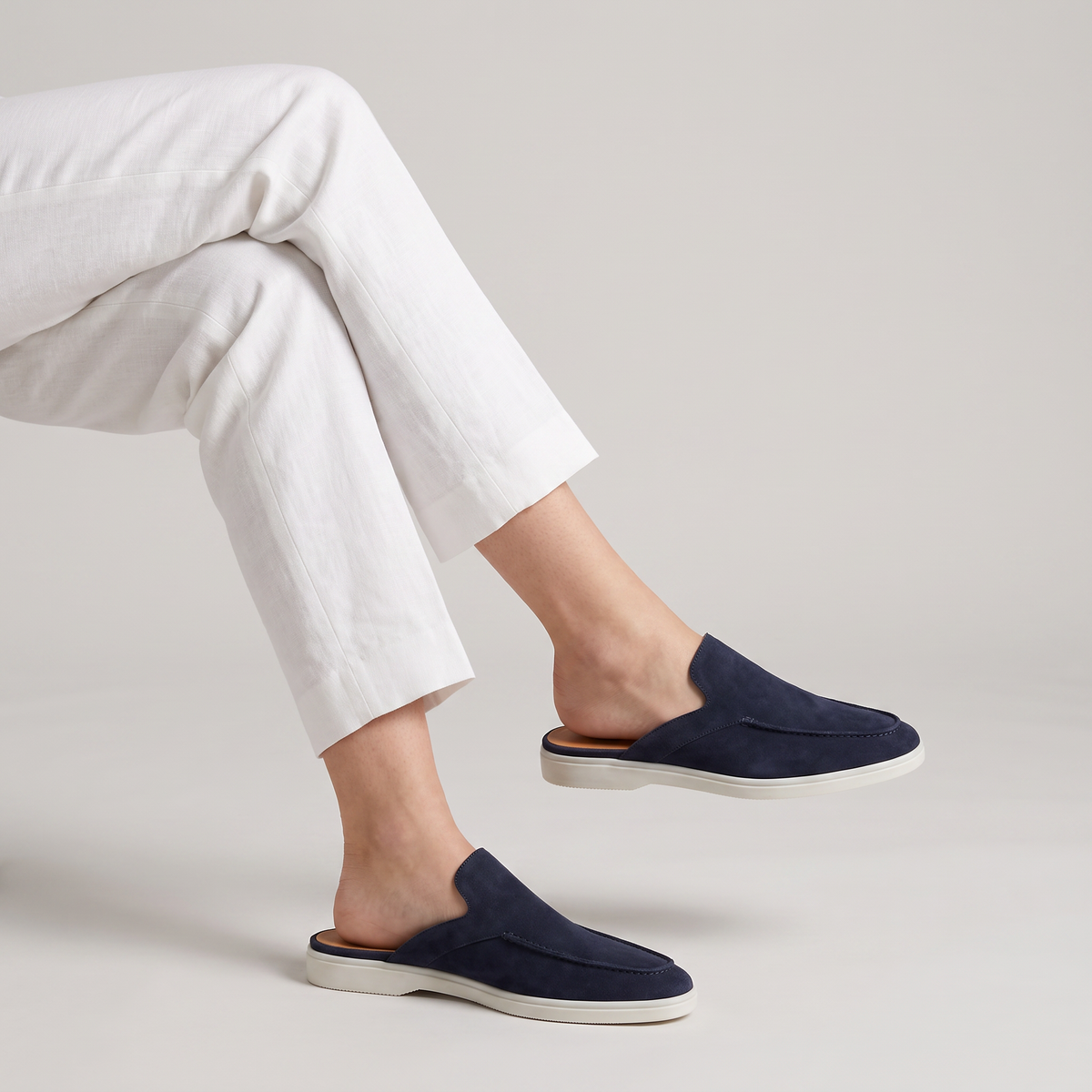 Backless Suede Slip-On Loafers
