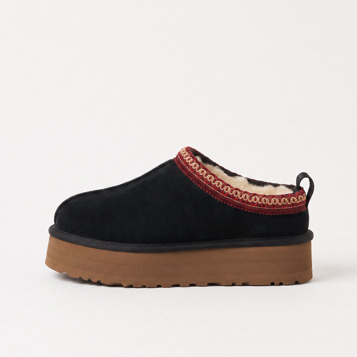 Borg-Lined Platform Mule Slippers