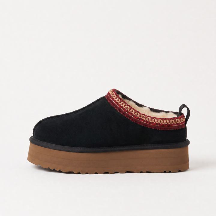 Borg-Lined Platform Mule Slippers
