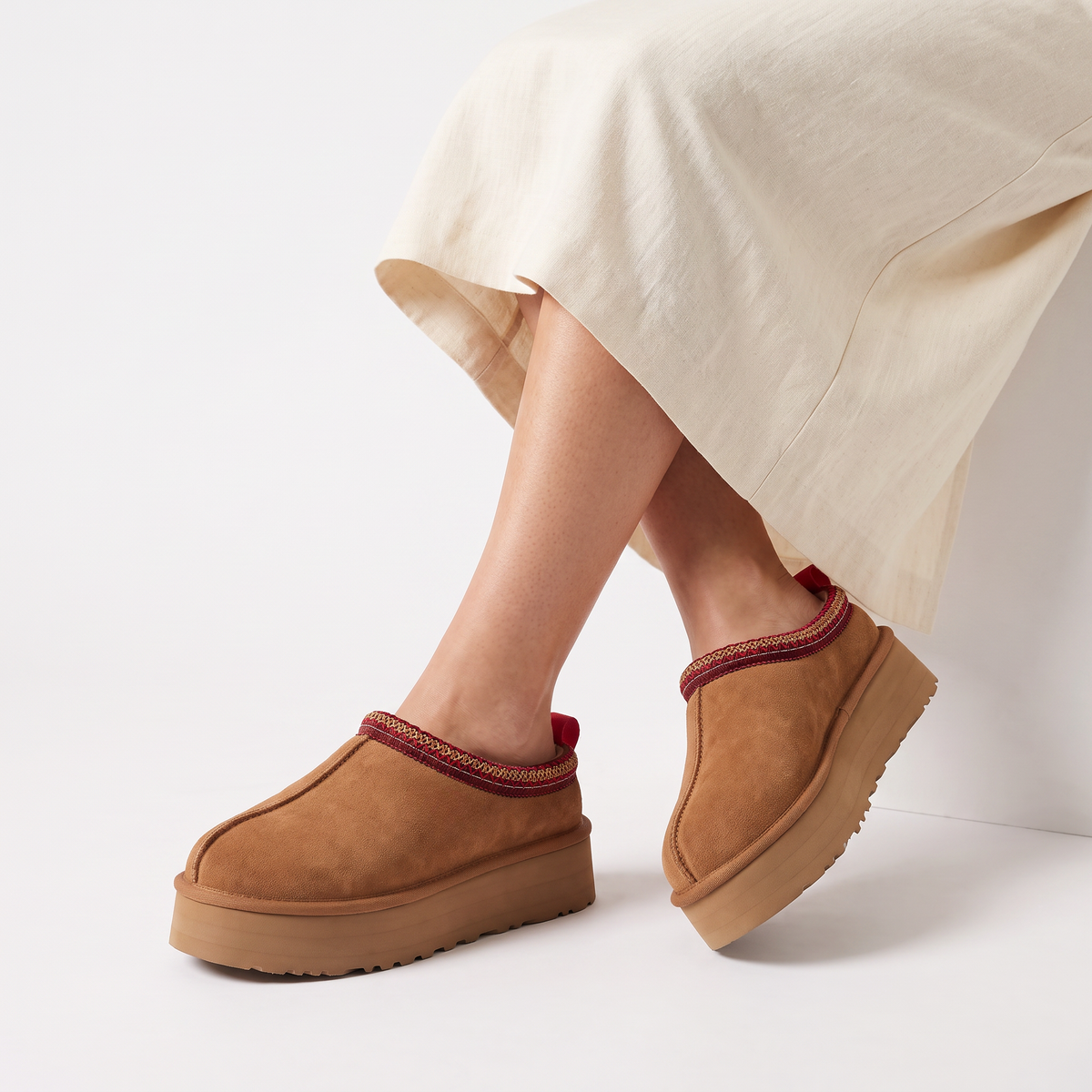Borg-Lined Platform Mule Slippers
