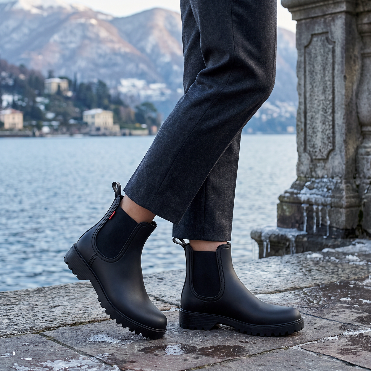 Waterproof Chelsea Rain Boots - Lugged Sole