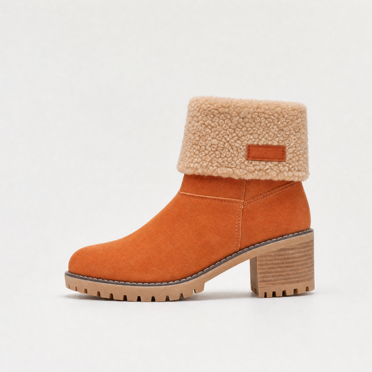 Faux Fur Borg-Lined Ankle Boots