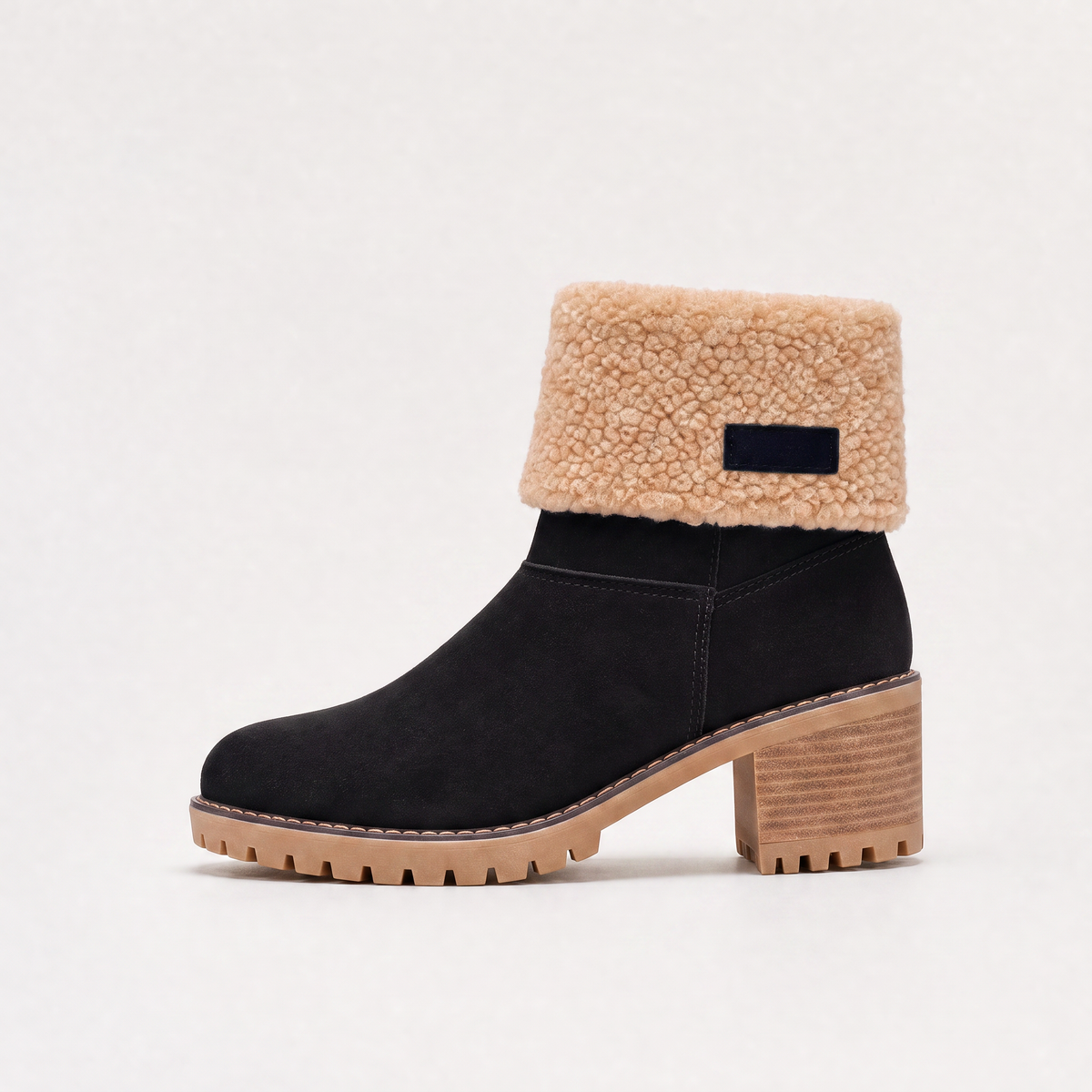 Faux Fur Borg-Lined Ankle Boots