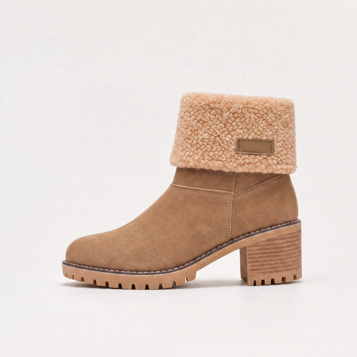Faux Fur Borg-Lined Ankle Boots