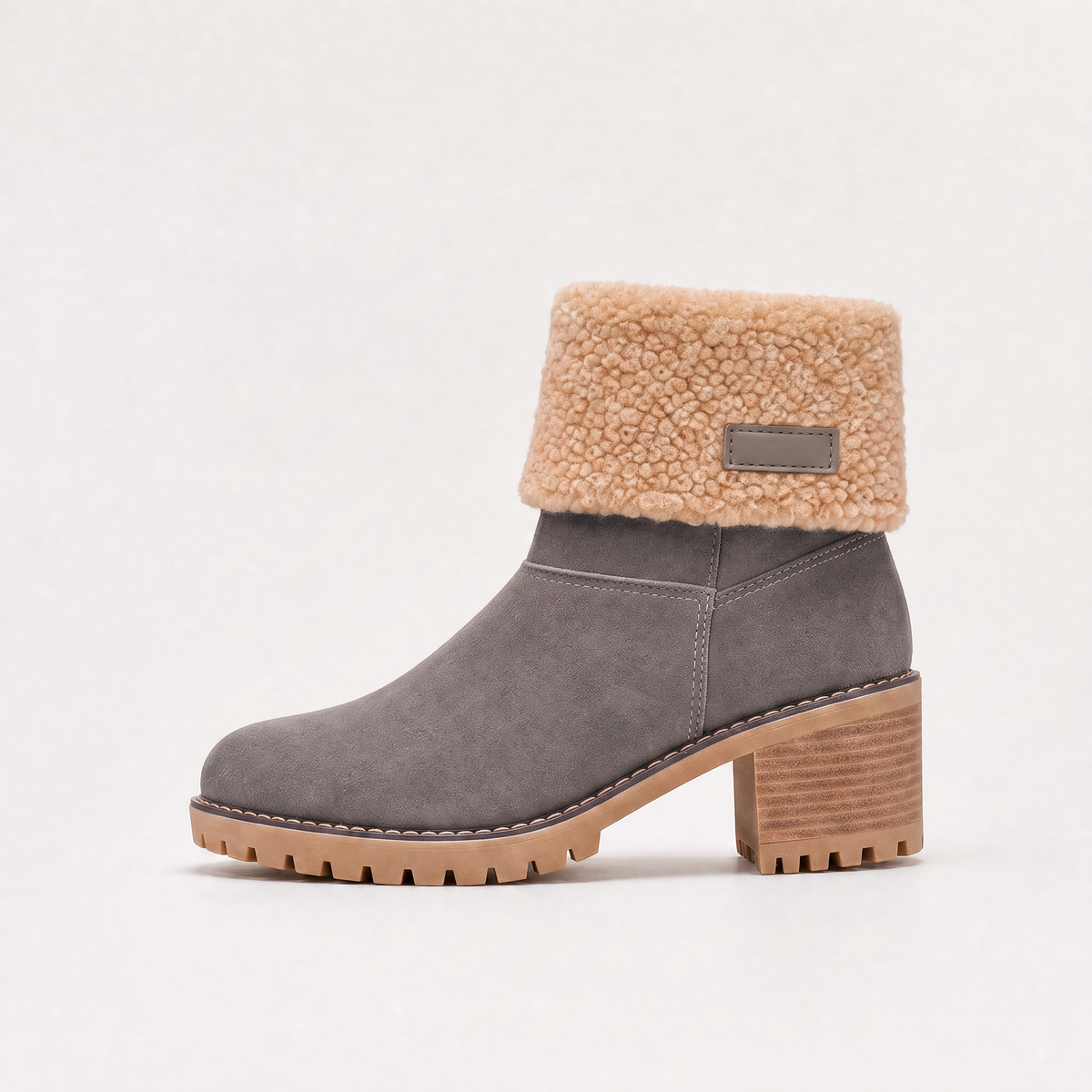 Faux Fur Borg-Lined Ankle Boots