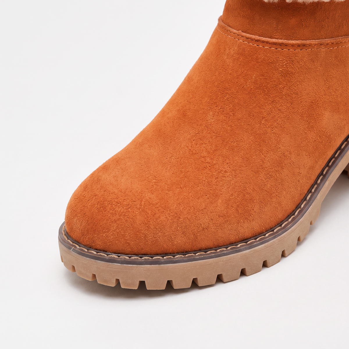 Faux Fur Borg-Lined Ankle Boots