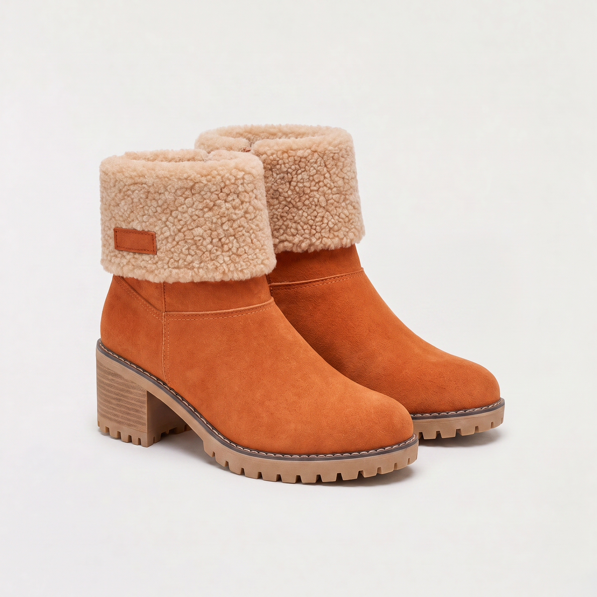 Faux Fur Borg-Lined Ankle Boots