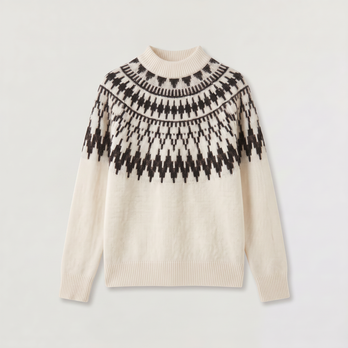 Nordic Pattern Half-Neck Sweater