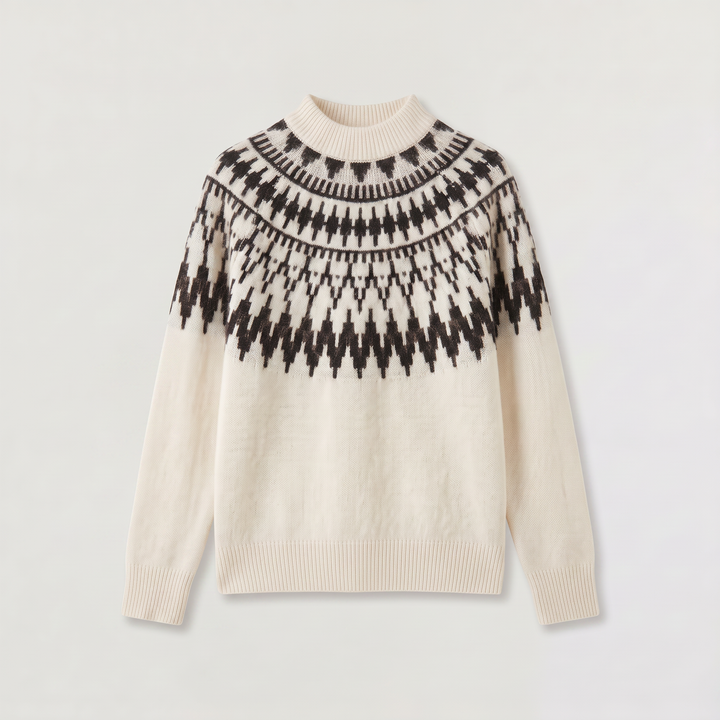 Nordic Pattern Half-Neck Sweater