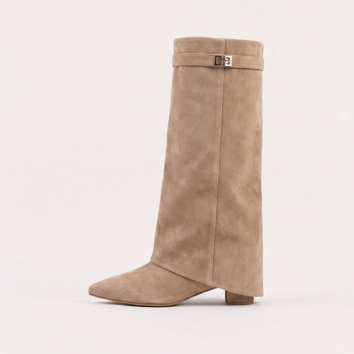 Pointed-Toe Knee-High Boots - Block Heel