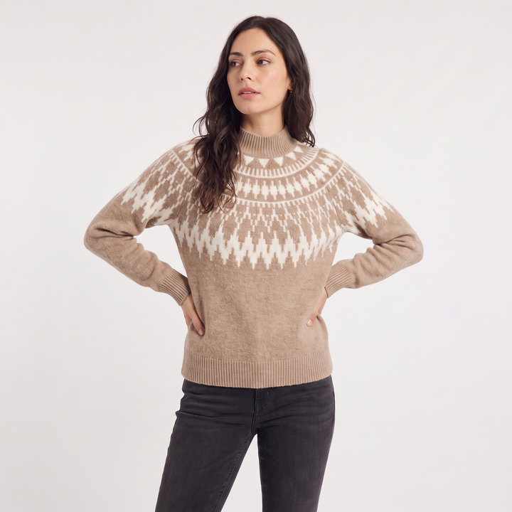 Nordic Pattern Half-Neck Sweater
