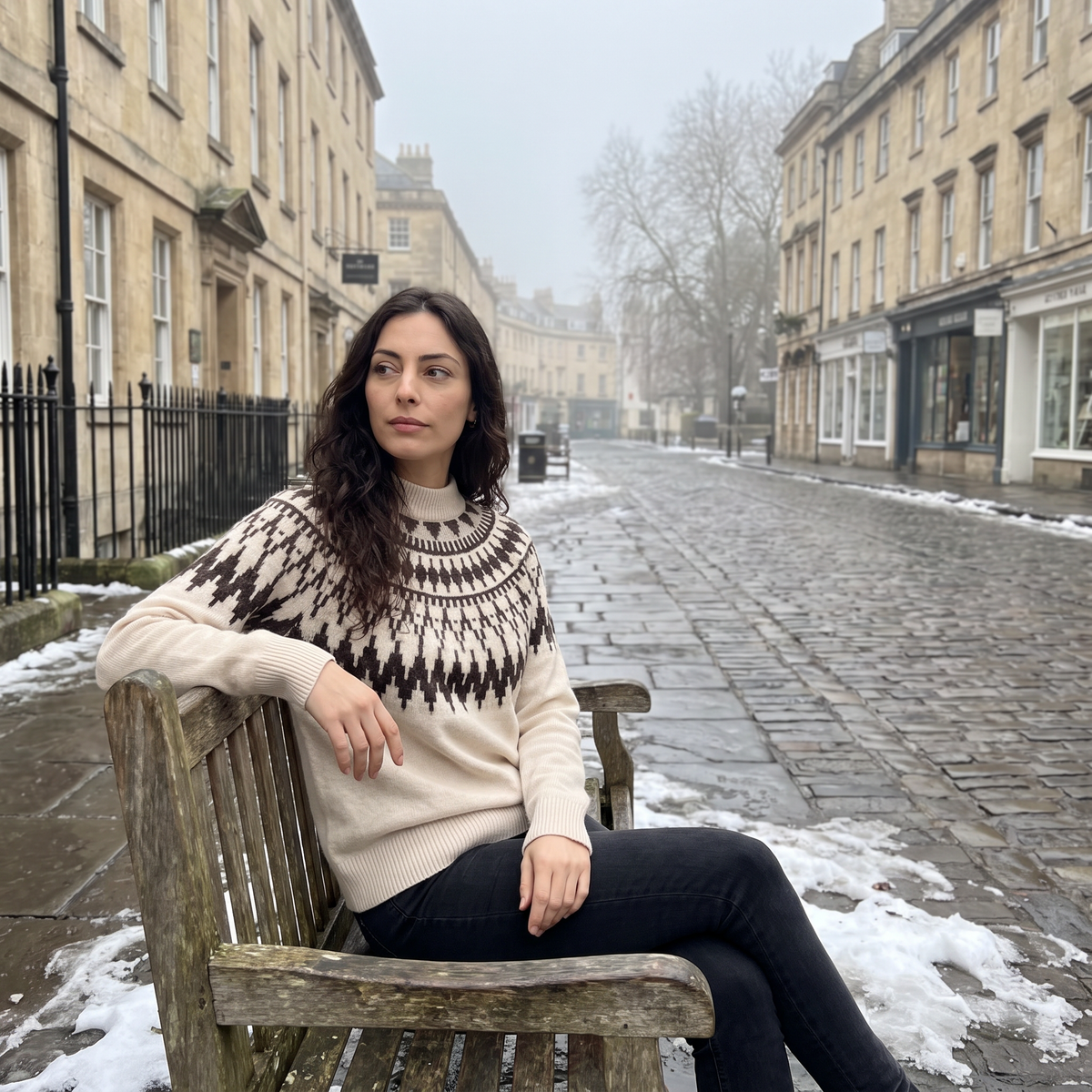 Nordic Pattern Half-Neck Sweater