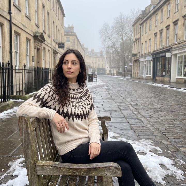 Nordic Pattern Half-Neck Sweater