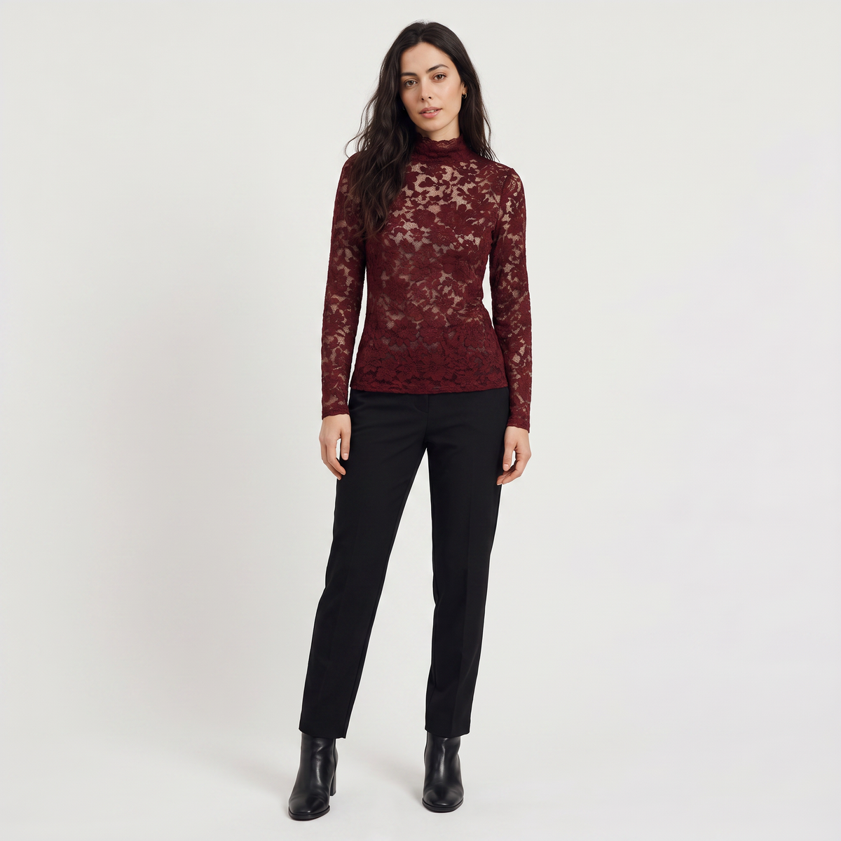 Lace High-Neck Blouse