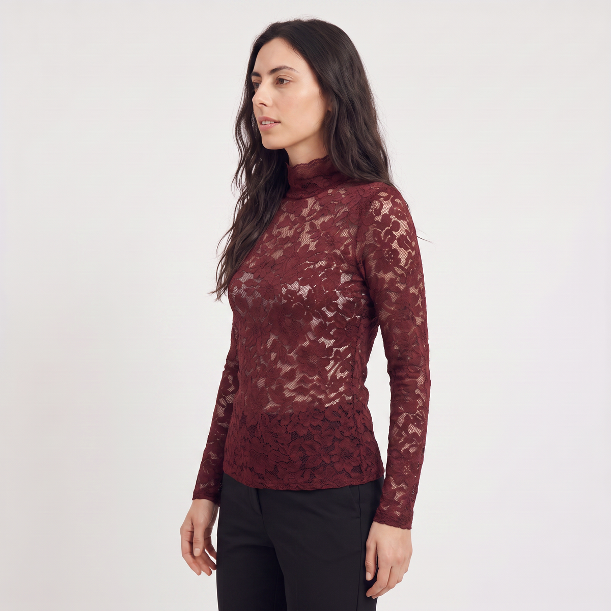 Lace High-Neck Blouse