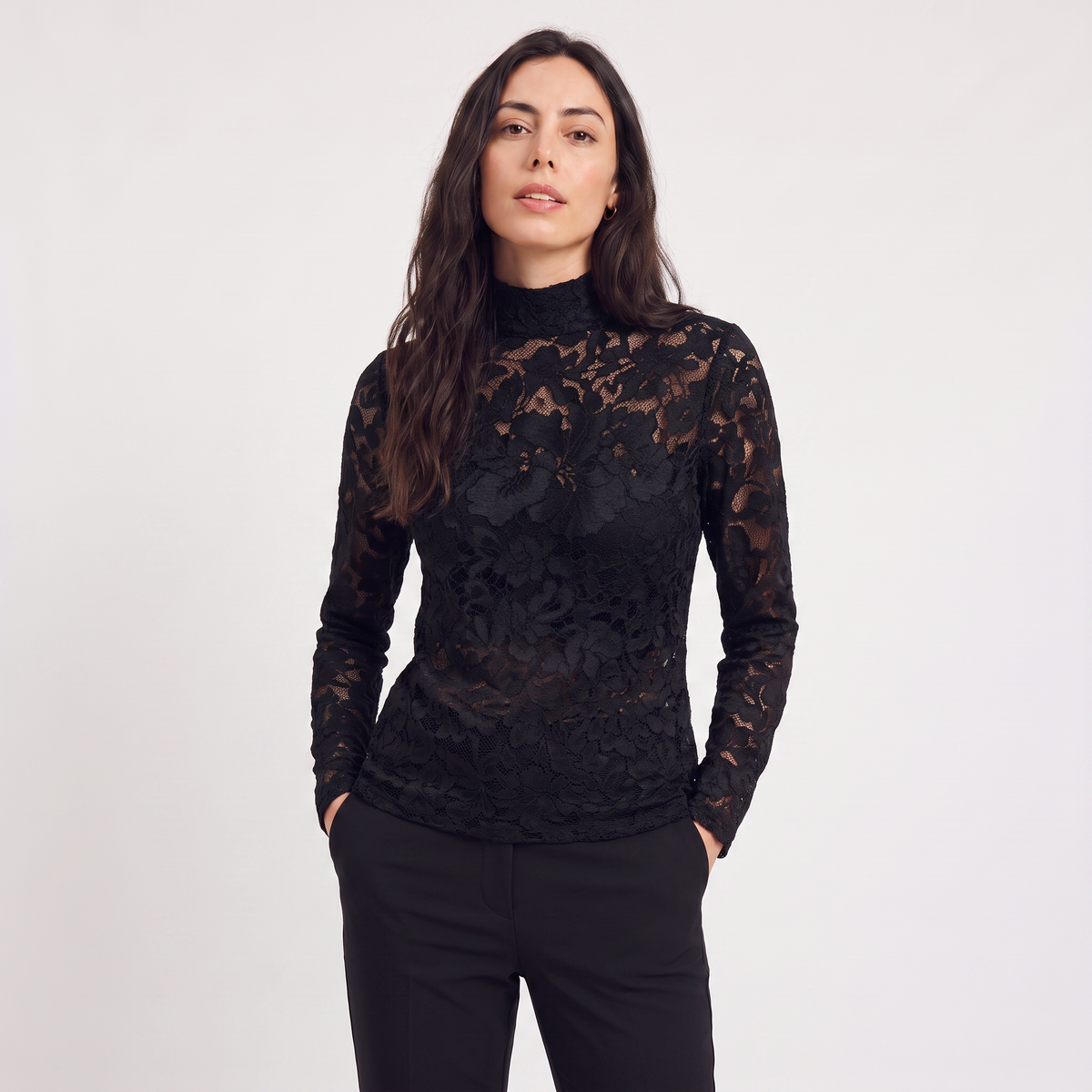 Lace High-Neck Blouse