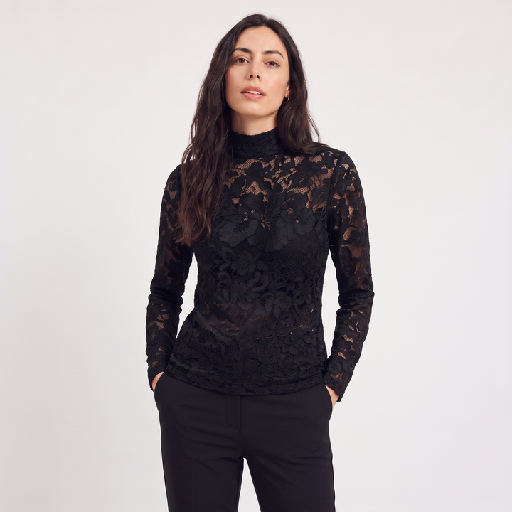 Lace High-Neck Blouse